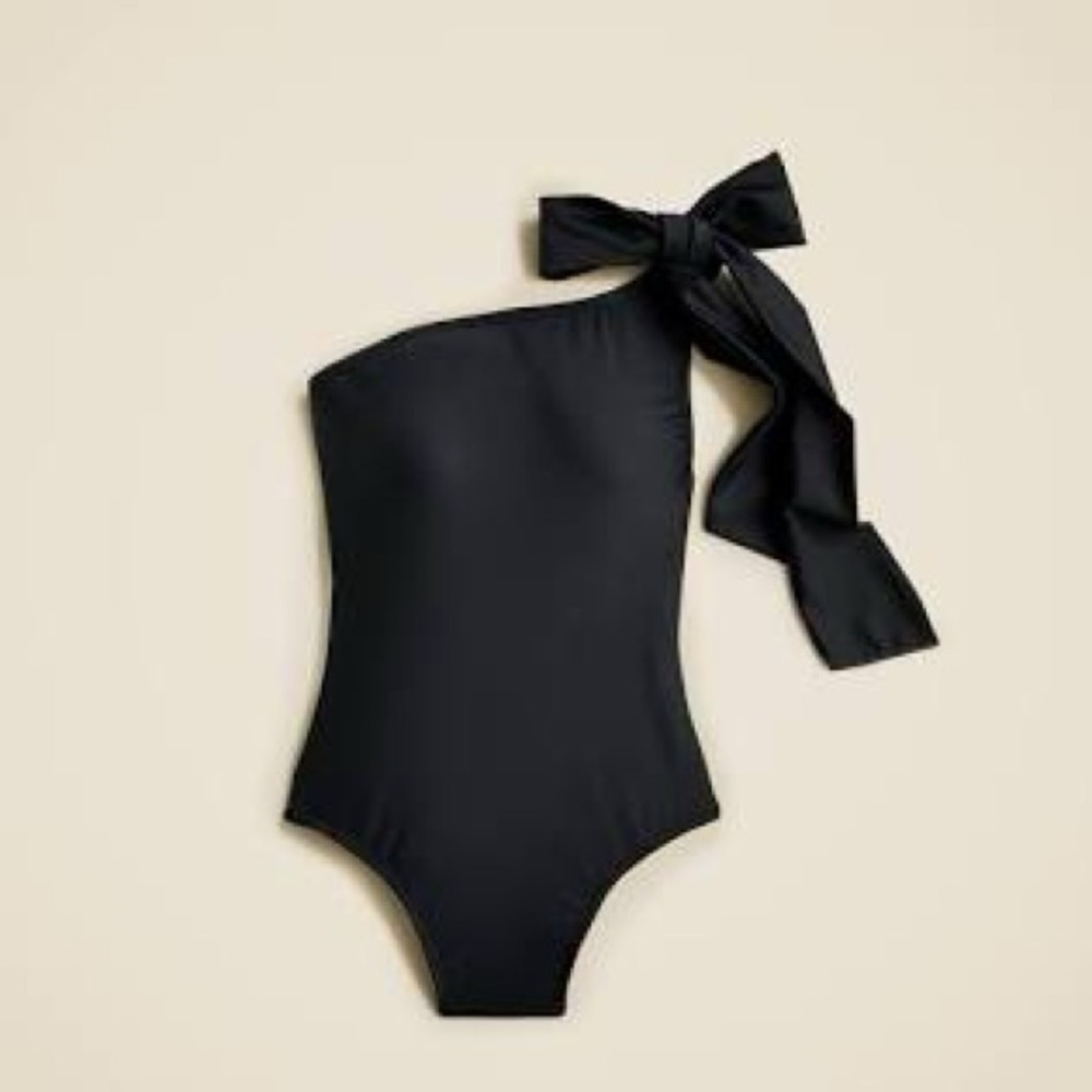 J. Crew Bow one-shoulder one-piece in Black size 20